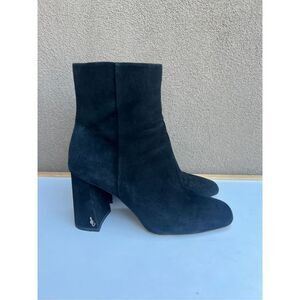 Sam Edelman Womens Sz 9 Black Suede Leather Ankle Boots Codie Block Heel Comfort